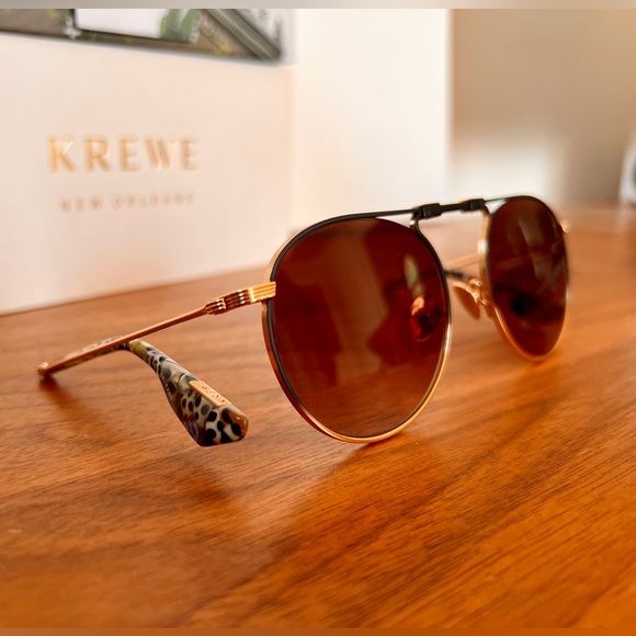 KREWE FOLDING Sunglasses - RAMPART FOLD - 18K + Matte Black Fade + Poppy Noir - Picture 6 of 15